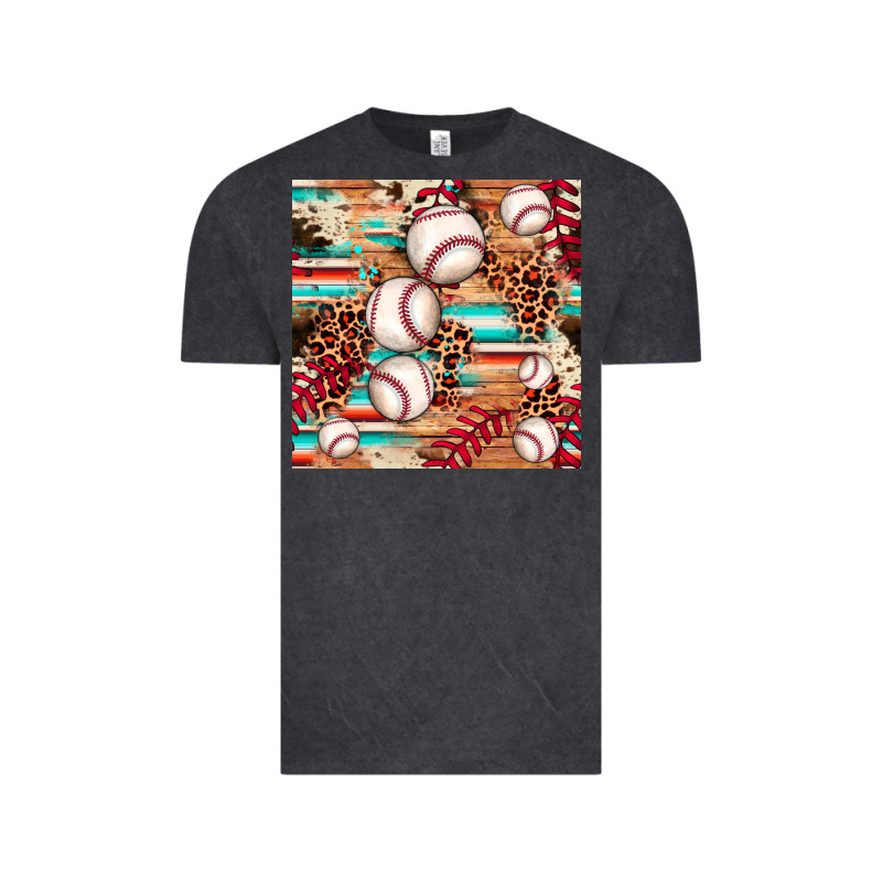 Baseball Leopard Cowhide Turquoise Seamless Pattern Vintage Tee by JahusDesignShop | Teevron