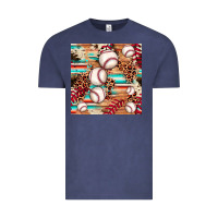 Vintage Denim baseball leopard cowhide turquoise seamless pattern Vintage Tee - JahusDesignShop