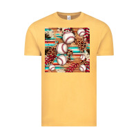 Vintage Mustard baseball leopard cowhide turquoise seamless pattern Vintage Tee - JahusDesignShop