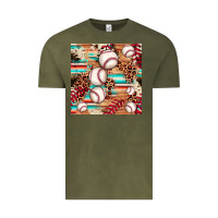 Vintage Olive baseball leopard cowhide turquoise seamless pattern Vintage Tee - JahusDesignShop