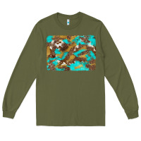 Army Green western turquoise leopard and cowhide background Long Sleeve Tee - Artiststas