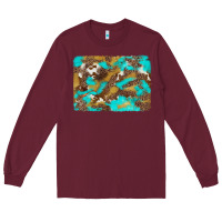 Burgundy western turquoise leopard and cowhide background Long Sleeve Tee - Artiststas