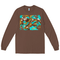 Chestnut western turquoise leopard and cowhide background Long Sleeve Tee - Artiststas