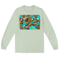 Matcha western turquoise leopard and cowhide background Long Sleeve Tee - Artiststas