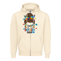 Sandshell messy bun autism mom Zipper Hoodie - MaliasSmallBusiness