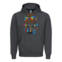 Smoke messy bun autism mom Zipper Hoodie - MaliasSmallBusiness