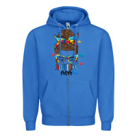 True Royal messy bun autism mom Zipper Hoodie - MaliasSmallBusiness