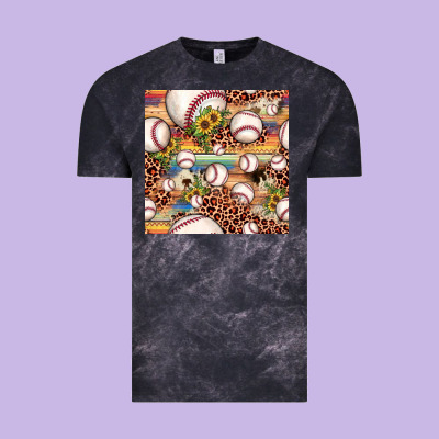 Baseball Leopard Cowhide Sunflower Seamless Pattern Vintage Tee Designed By Jahusdesignshop