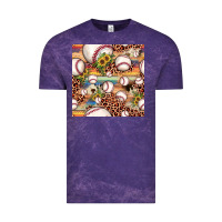 Cloud Purple baseball leopard cowhide sunflower seamless pattern Vintage Tee - JahusDesignShop