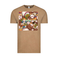 Vintage Coffee baseball leopard cowhide sunflower seamless pattern Vintage Tee - JahusDesignShop