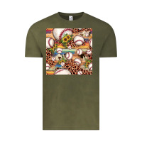 Vintage Olive baseball leopard cowhide sunflower seamless pattern Vintage Tee - JahusDesignShop