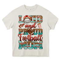 Cream loud and proud football mom Heavy Core Tee - RanaPortraitStore