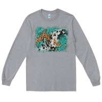 Heather Grey cowhide turquoise leather background Long Sleeve Tee - AdoDesignShop