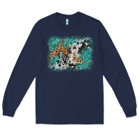 Navy cowhide turquoise leather background Long Sleeve Tee - AdoDesignShop