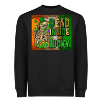 Black irish flag with shamrocks  dead inside but lucky Heavyweight Sweatshirt - AdoDesignShop