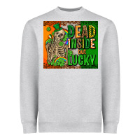 Heather Grey irish flag with shamrocks  dead inside but lucky Heavyweight Sweatshirt - AdoDesignShop