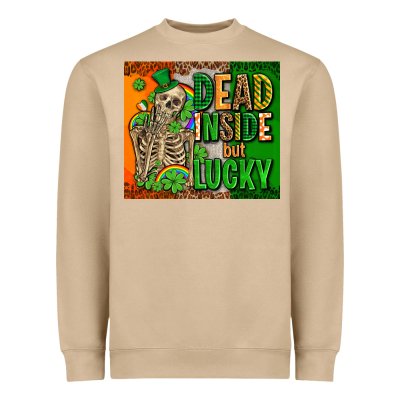 Irish Flag With Shamrocks  Dead Inside But Lucky Heavyweight Sweatshirt by AdoDesignShop | Teevron