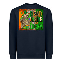 Navy irish flag with shamrocks  dead inside but lucky Heavyweight Sweatshirt - AdoDesignShop