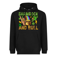 Black Shamrock and roll Heavyweight Hoodie - BundleAndBundleShop