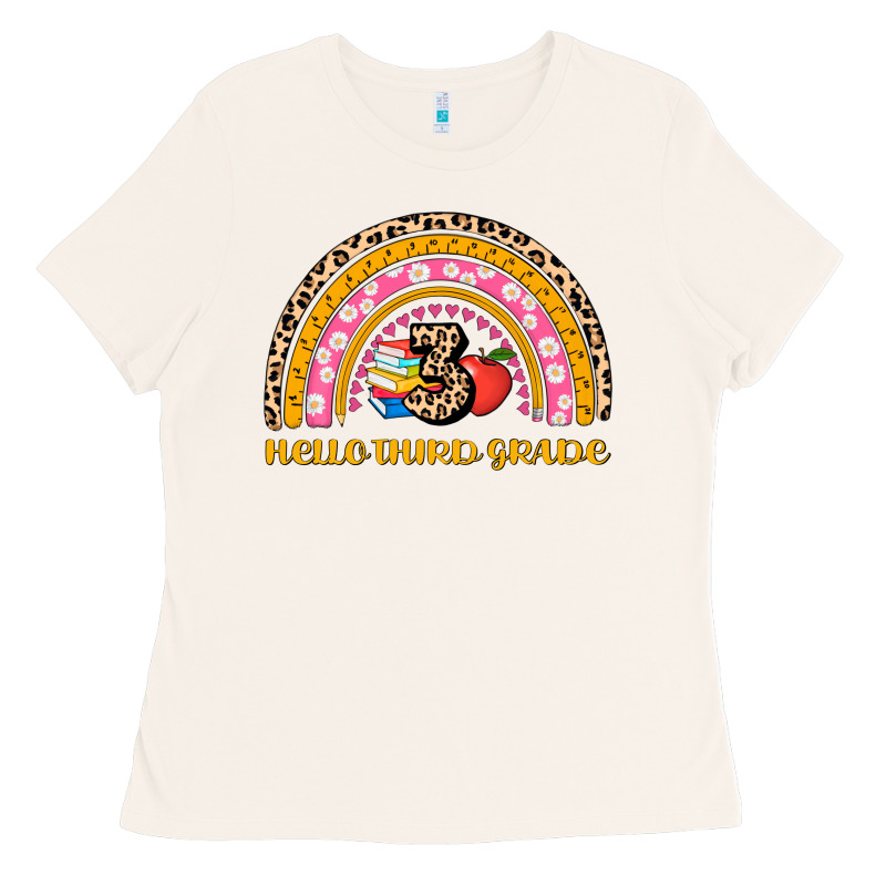Back To School Rainbow Hello Third Grade Ladies Tee by AdoDesignShop | Teevron