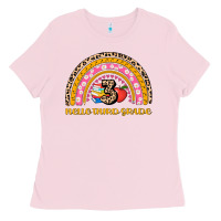 Bubblegum Pink back to school rainbow hello third grade Ladies Tee - AdoDesignShop