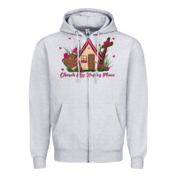 Heather Grey church is my happy place Zipper Hoodie - MaliasSmallBusiness