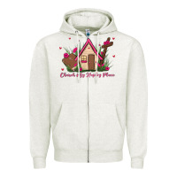 Oatmeal Heather church is my happy place Zipper Hoodie - MaliasSmallBusiness