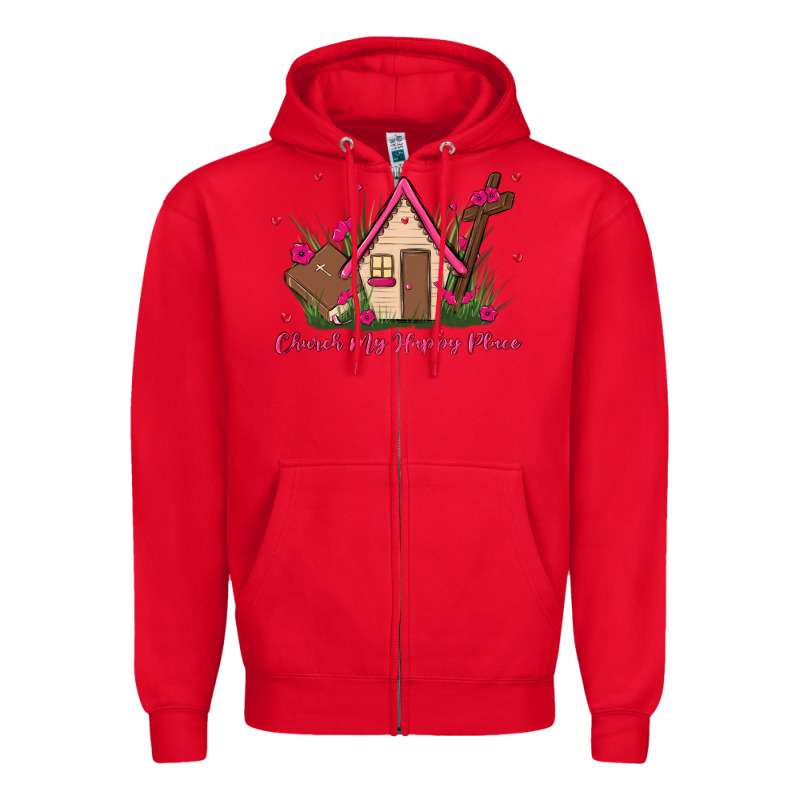 Church Is My Happy Place Zipper Hoodie by MaliasSmallBusiness | Teevron