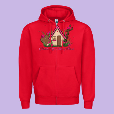 Church Is My Happy Place Zipper Hoodie Designed By Maliassmallbusiness