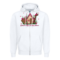White church is my happy place Zipper Hoodie - MaliasSmallBusiness