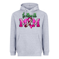 Heather Grey Football Mom Breast Cancer Heavyweight Hoodie - BundleAndBundleShop