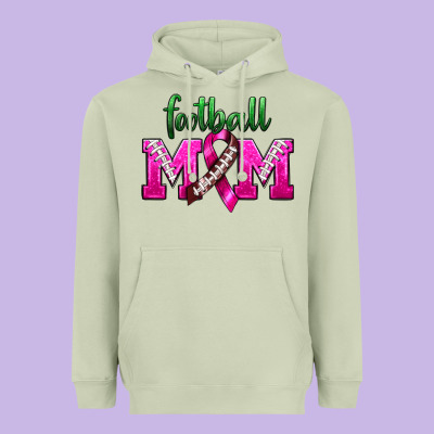 Football Mom Breast Cancer Heavyweight Hoodie Designed By Bundleandbundleshop