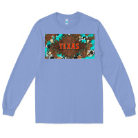 Colony Blue western texas and bullskulls with turquoise and leopard licanse plate Long Sleeve Tee - Artiststas