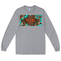 Heather Grey western texas and bullskulls with turquoise and leopard licanse plate Long Sleeve Tee - Artiststas
