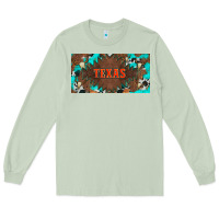 Matcha western texas and bullskulls with turquoise and leopard licanse plate Long Sleeve Tee - Artiststas