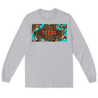 Western Texas And Bullskulls With Turquoise And Leopard Licanse Plate Long Sleeve Tee | Teevron