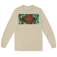 Mushroom western texas and bullskulls with turquoise and leopard licanse plate Long Sleeve Tee - Artiststas