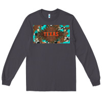 Smoke western texas and bullskulls with turquoise and leopard licanse plate Long Sleeve Tee - Artiststas
