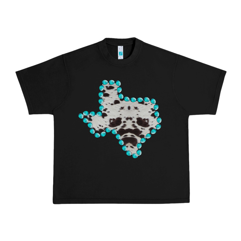 Texas Map Cowhide Turquoise Gemstone Urban Heavy Tee by Bettercallsaul | Teevron