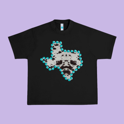 Texas Map Cowhide Turquoise Gemstone Urban Heavy Tee Designed By Bettercallsaul