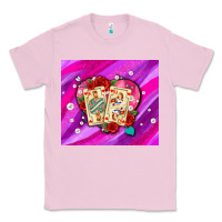 Bubblegum Pink valentines day playing cards and pearl watercolor Classic Tee - AdoDesignShop