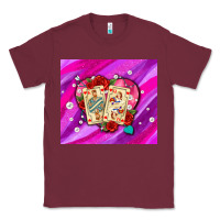 Burgundy valentines day playing cards and pearl watercolor Classic Tee - AdoDesignShop