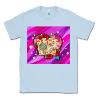Dusty Blue valentines day playing cards and pearl watercolor Classic Tee - AdoDesignShop