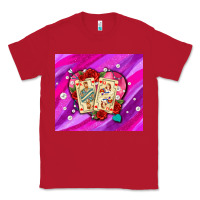 Red valentines day playing cards and pearl watercolor Classic Tee - AdoDesignShop