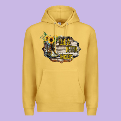 Life Is Better In Boots Premium Hoodie Designed By Bettercallsaul