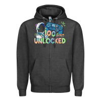 Charcoal Heather level 100 days unlocked Zipper Hoodie - MaliasSmallBusiness