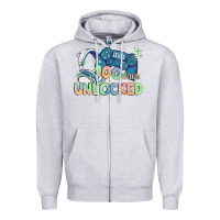 Heather Grey level 100 days unlocked Zipper Hoodie - MaliasSmallBusiness