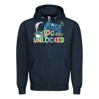 Navy level 100 days unlocked Zipper Hoodie - MaliasSmallBusiness