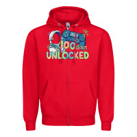 Red level 100 days unlocked Zipper Hoodie - MaliasSmallBusiness