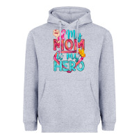 Heather Grey My Mom Is My Hero Breast Cancer Heavyweight Hoodie - BundleAndBundleShop